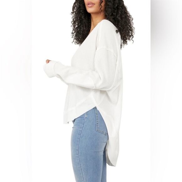 Free People Owen Thermal Knit Top In White - Picture 3 of 5